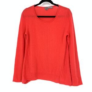 360 Sweater Women's Sz Medium Cashmere Long Sleeve Scoop Neck Coral *FLAWS READ